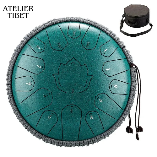 Tongue Drum « Lotus » – 15 notes, acier, instrument de percussion méditatif
