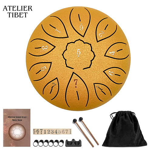 ATELIER-TIBET Tongue Drum 11 notes – Ensemble Steel Drum compact & accessible pour méditation et détente