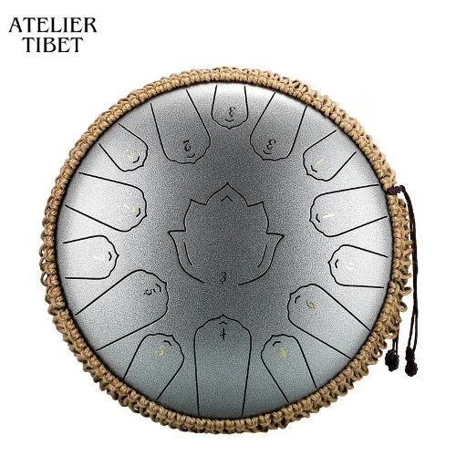 Tongue Drum « Lotus » – 15 notes, acier, instrument de percussion méditatif
