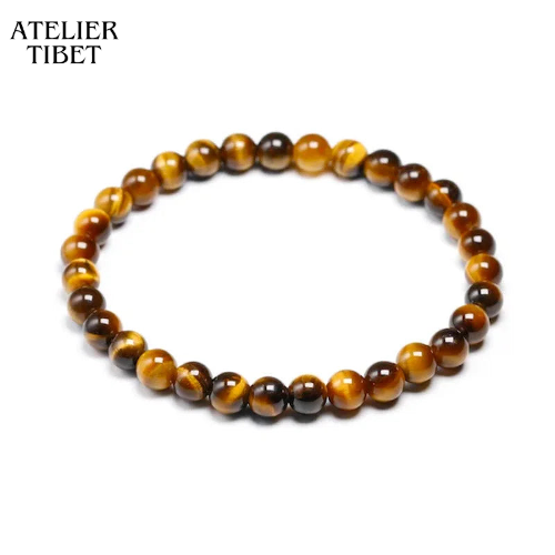 ATELIER-TIBET Bracelet Œil-de-Tigre – Perles Naturelles, Style Unisexe