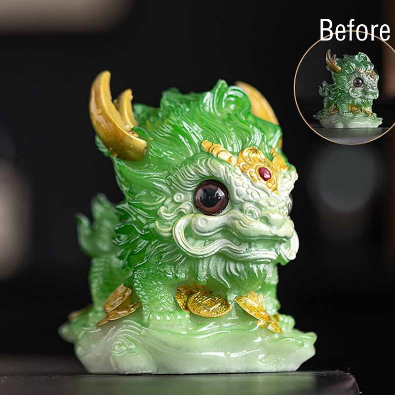 ATELIER-TIBET Pierres changeantes de couleur, petite figurine en résine Kirin pour décoration de maison
