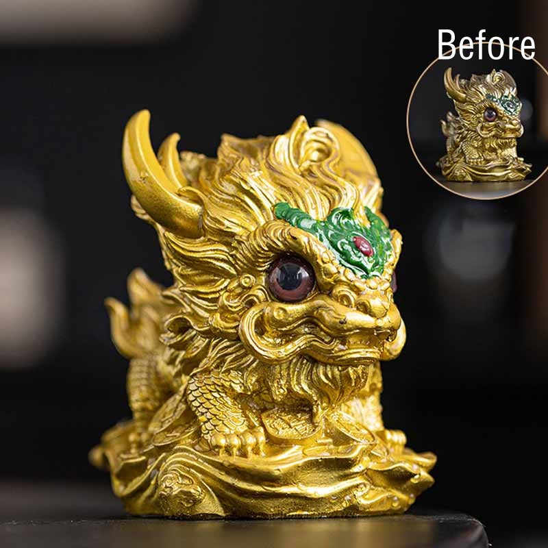 ATELIER-TIBET Pierres changeantes de couleur, petite figurine en résine Kirin pour décoration de maison