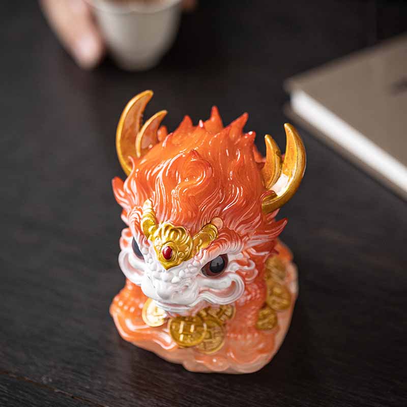 ATELIER-TIBET Pierres changeantes de couleur, petite figurine en résine Kirin pour décoration de maison
