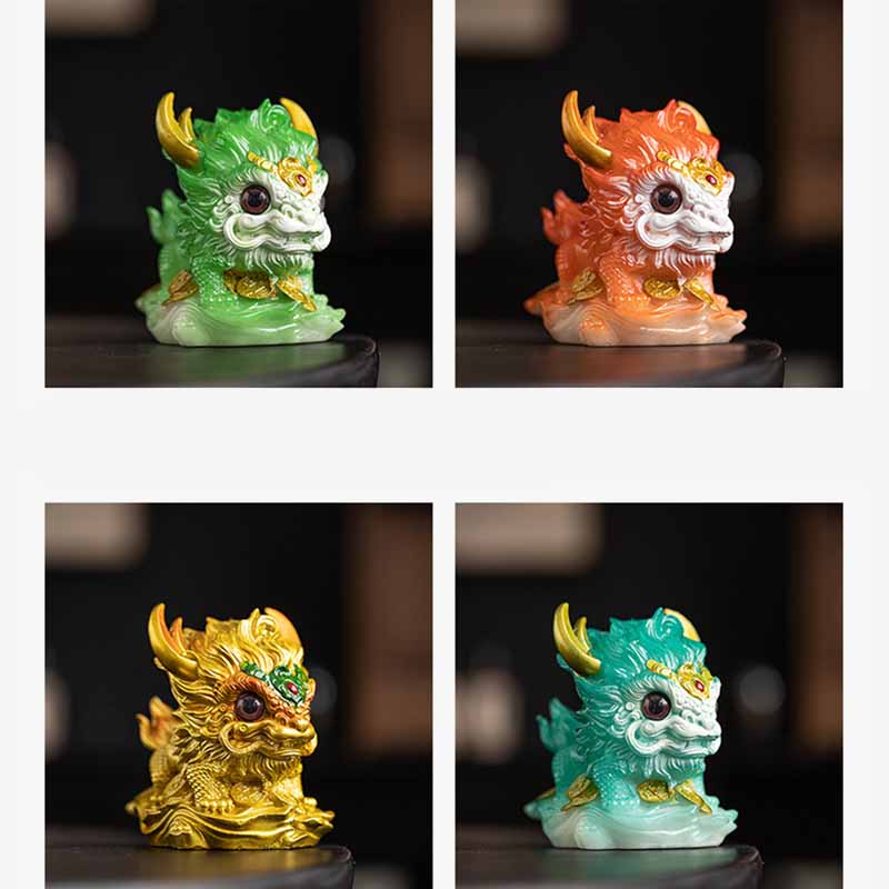 ATELIER-TIBET Pierres changeantes de couleur, petite figurine en résine Kirin pour décoration de maison