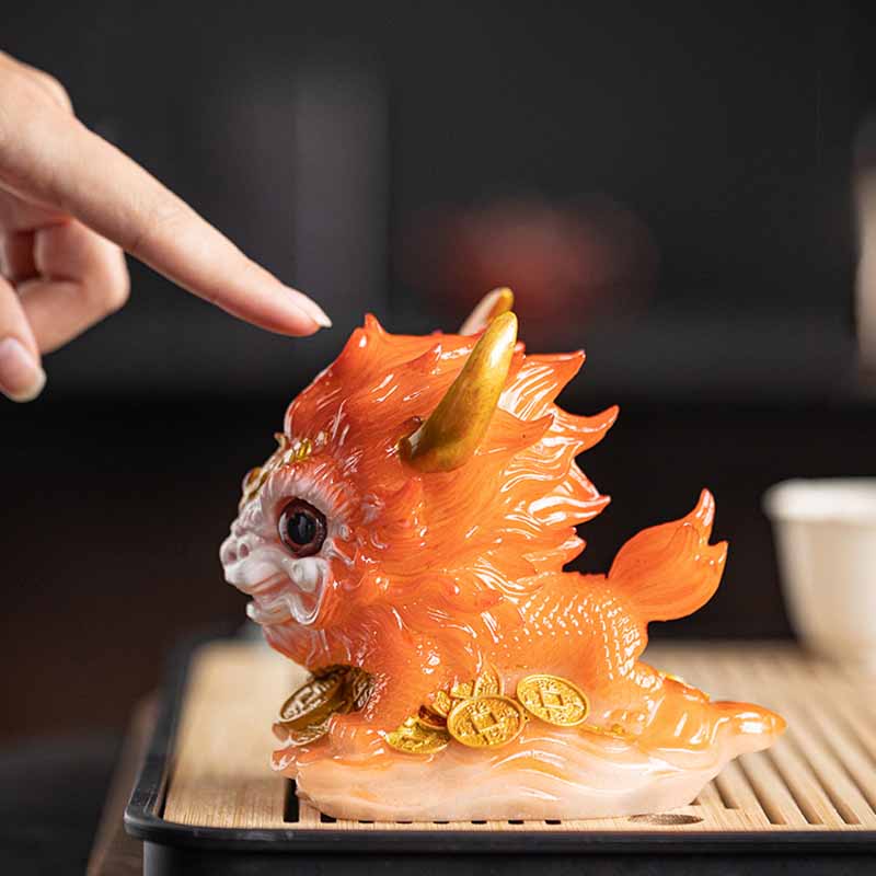 ATELIER-TIBET Pierres changeantes de couleur, petite figurine en résine Kirin pour décoration de maison