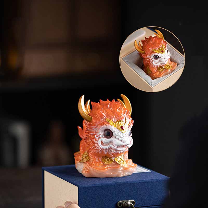 ATELIER-TIBET Pierres changeantes de couleur, petite figurine en résine Kirin pour décoration de maison