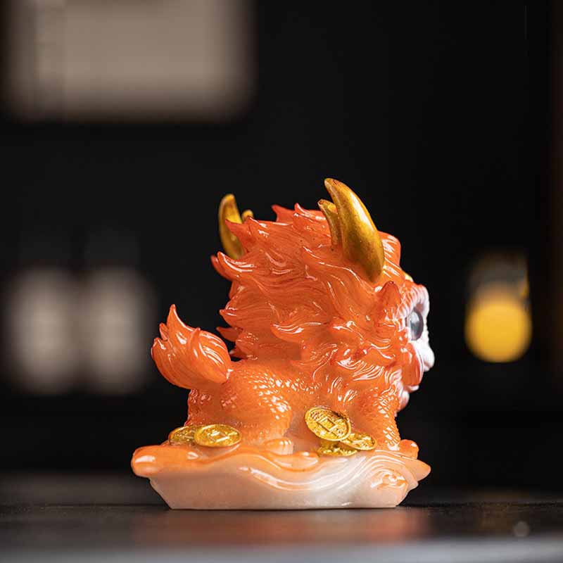 ATELIER-TIBET Pierres changeantes de couleur, petite figurine en résine Kirin pour décoration de maison