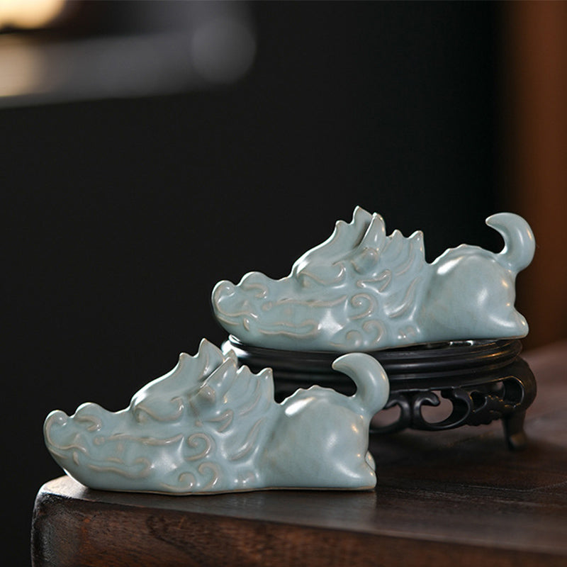 ATELIER-TIBET Année du Dragon Chance Thé en céramique Figurine pour animaux de compagnie Décoration de la maison