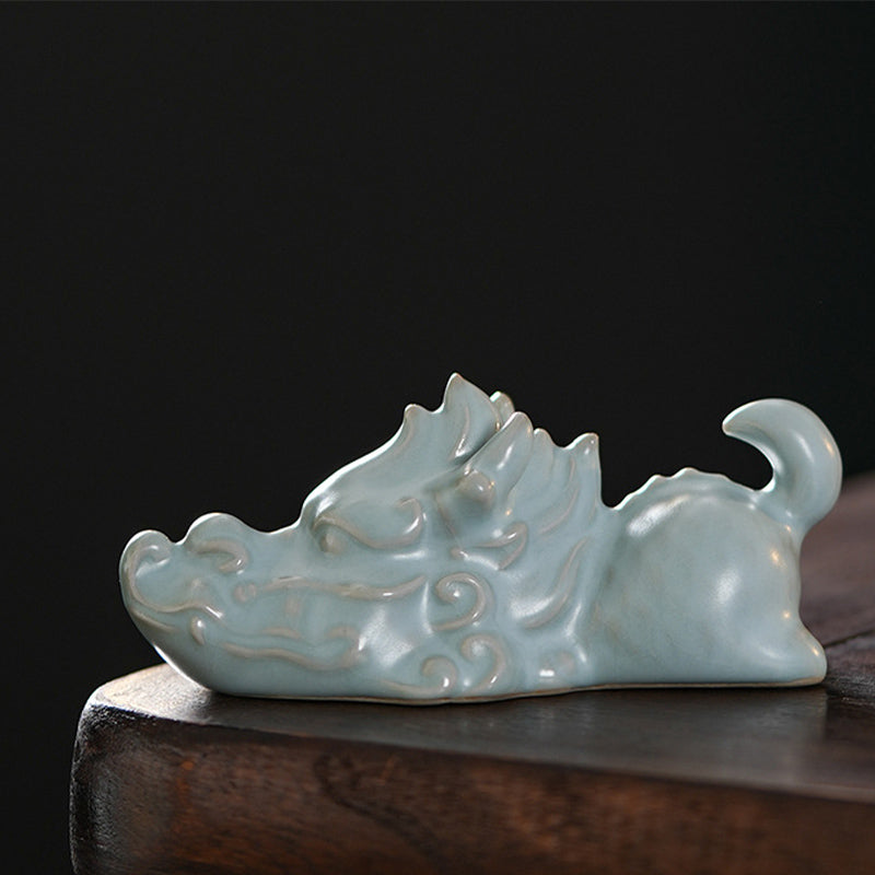 ATELIER-TIBET Année du Dragon Chance Thé en céramique Figurine pour animaux de compagnie Décoration de la maison