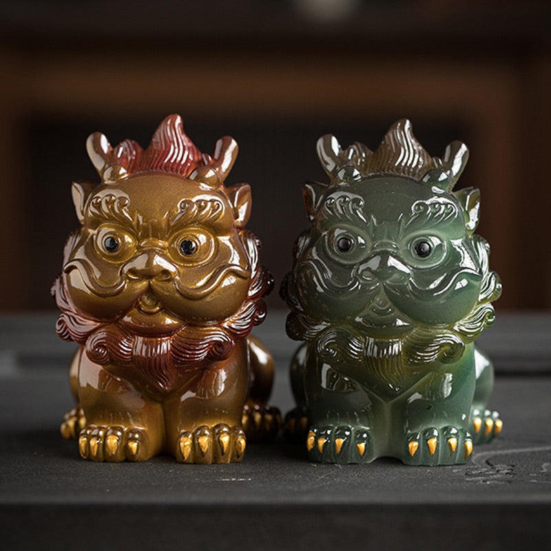 ATELIER-TIBET Pierres changeantes de couleur, petite figurine en résine PiXiu pour thé, animal de compagnie, richesse, décoration de la maison