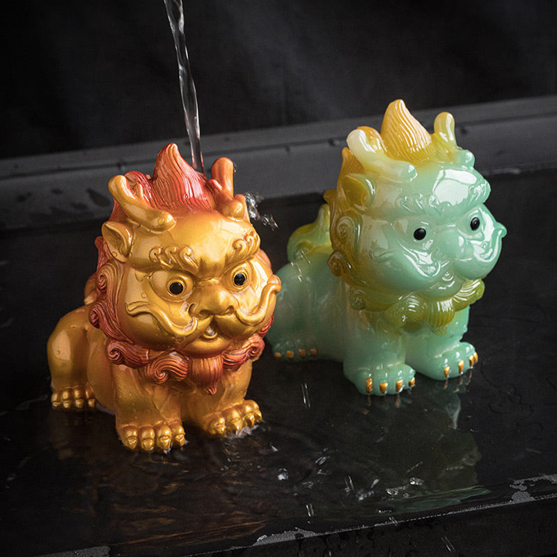 ATELIER-TIBET Pierres changeantes de couleur, petite figurine en résine PiXiu pour thé, animal de compagnie, richesse, décoration de la maison