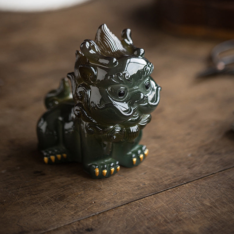 ATELIER-TIBET Pierres changeantes de couleur, petite figurine en résine PiXiu pour thé, animal de compagnie, richesse, décoration de la maison