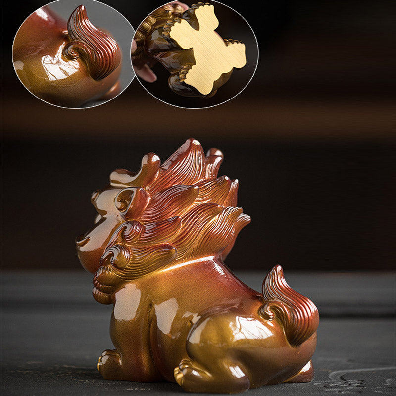 ATELIER-TIBET Pierres changeantes de couleur, petite figurine en résine PiXiu pour thé, animal de compagnie, richesse, décoration de la maison