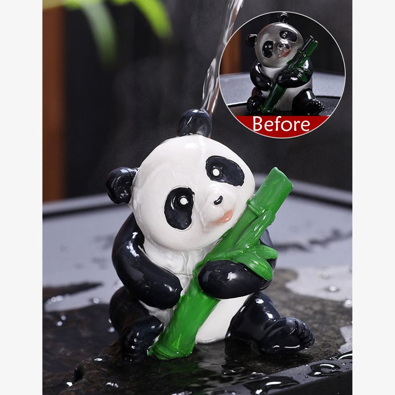 ATELIER-TIBET Pierres changeantes de couleur, petit panda mignon, bambou, thé, animal de compagnie, résine, figurine décorative pour la maison