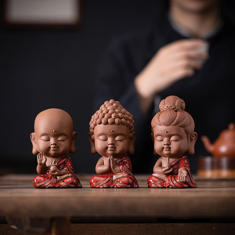 ATELIER-TIBET Mini Gautama bouddha Sakyamuni Kwan Yin Avalokitesvara Ksitigarbha sérénité décoration de bureau en céramique