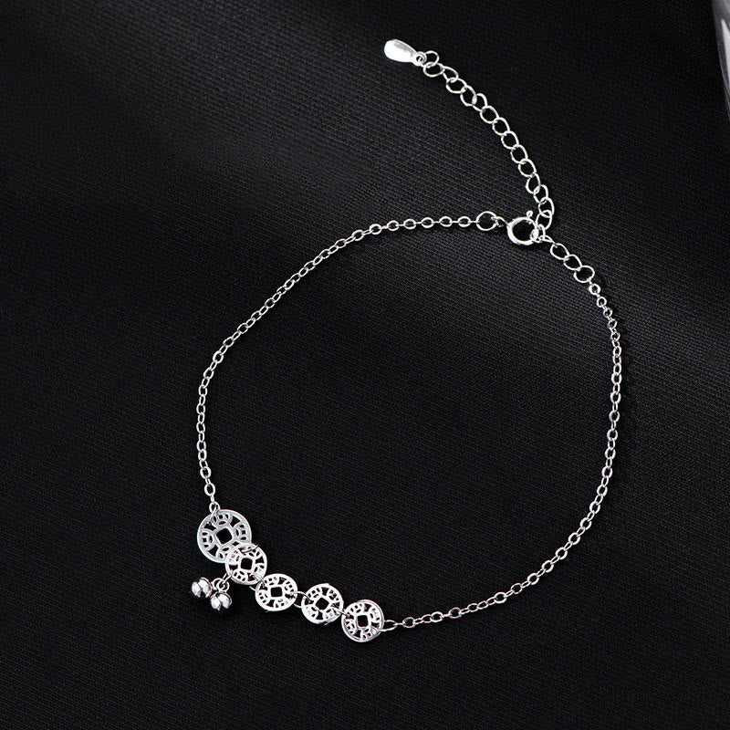 ATELIER-TIBET Chevillère Argent 925 et Pièces Cuivre Symboliques