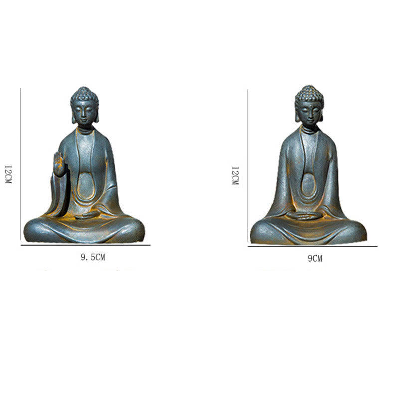 ATELIER-TIBET – Statue Bouddha Méditation en Poudre de Fer | Sculpture 12 cm Effet Rouille