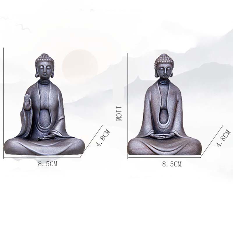 ATELIER-TIBET – Statue Bouddha Méditation en Poudre de Fer | Sculpture 12 cm Effet Rouille