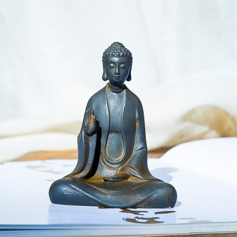 ATELIER-TIBET – Statue Bouddha Méditation en Poudre de Fer | Sculpture 12 cm Effet Rouille