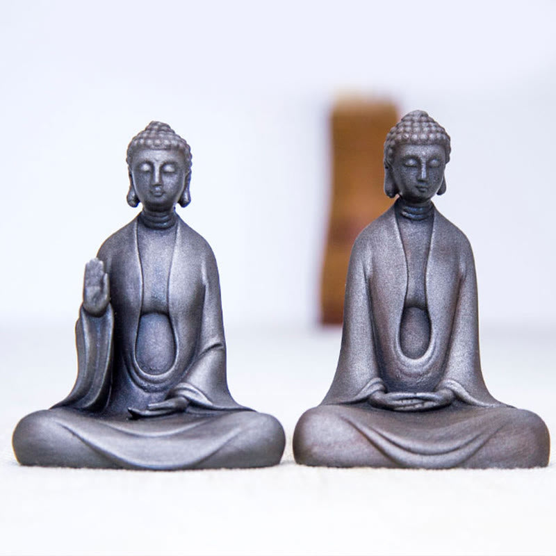 ATELIER-TIBET – Statue Bouddha Méditation en Poudre de Fer | Sculpture 12 cm Effet Rouille