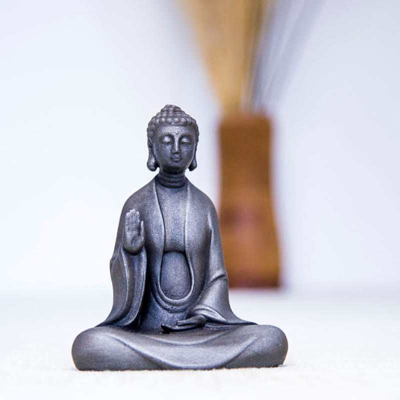 ATELIER-TIBET – Statue Bouddha Méditation en Poudre de Fer | Sculpture 12 cm Effet Rouille