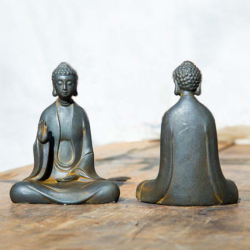 ATELIER-TIBET – Statue Bouddha Méditation en Poudre de Fer | Sculpture 12 cm Effet Rouille