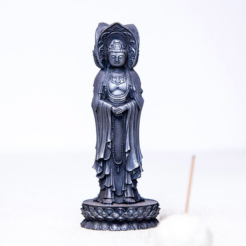 ATELIER-TIBET Statue de Buddha Stones en résine coulée à trois côtés Kwan Yin Avalokitesvara en poudre de fer et rouille Décoration de bureau