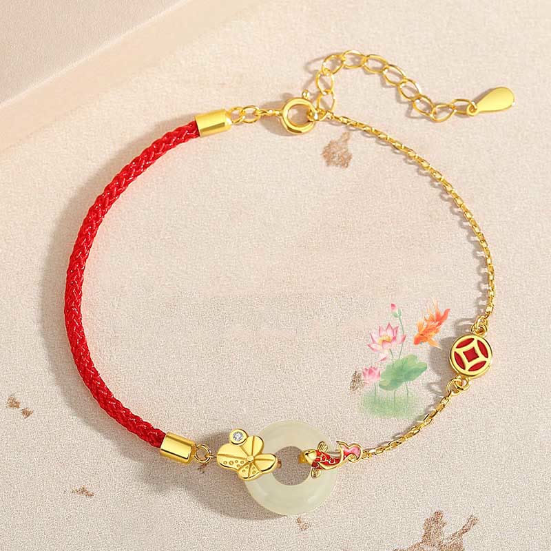ATELIER-TIBET – Bracelet en Jade Hetian & Cordon Rouge – Symbole de Paix et d’Harmonie – Perle 12 mm
