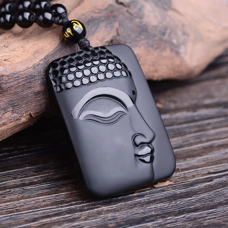 ATELIER-TIBET – Pendentif Bouddha en Obsidienne Noire Naturelle