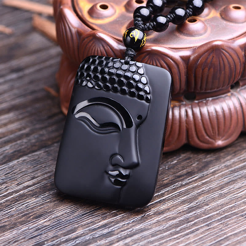 ATELIER-TIBET – Pendentif Bouddha en Obsidienne Noire Naturelle
