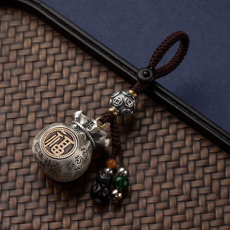 ATELIER-TIBET — Porte-clés Sac de Richesse Fu — Talisman Symbolique de Prospérité & Abondance