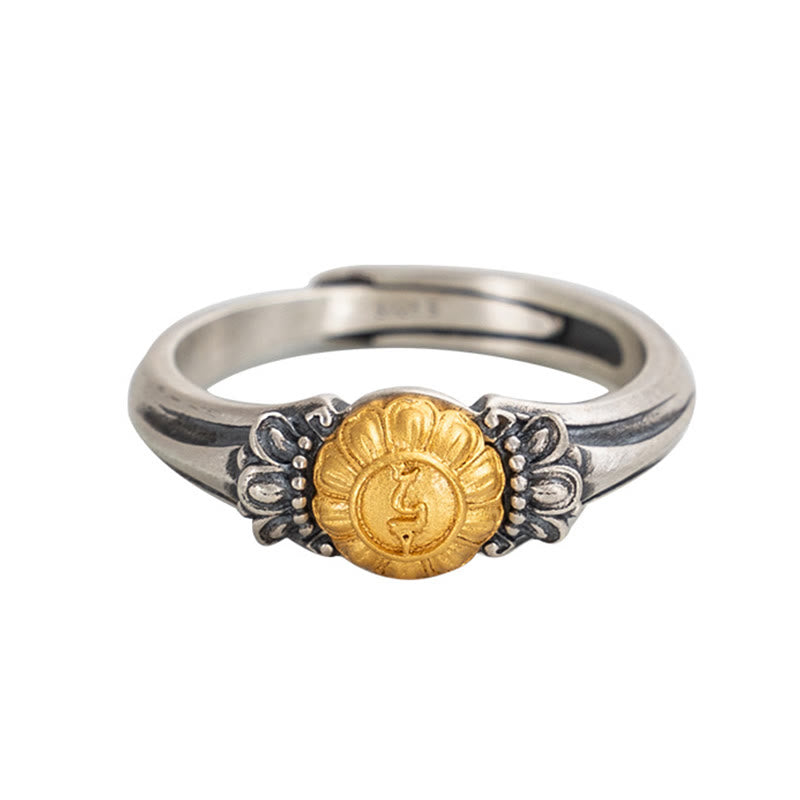 ATELIER-TIBET Bague Tara Argent 925 Plaqué Or Ajustable