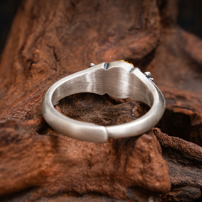 ATELIER-TIBET Bague Tara Argent 925 Plaqué Or Ajustable