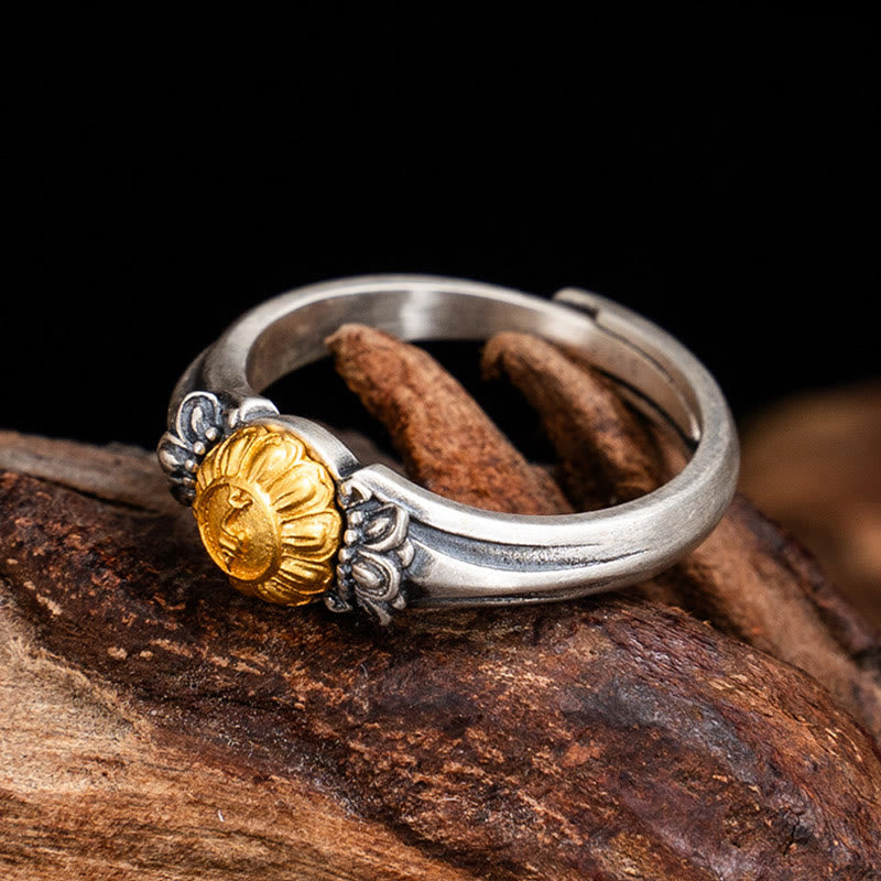ATELIER-TIBET Bague Tara Argent 925 Plaqué Or Ajustable