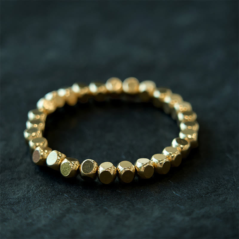 ATELIER-TIBET – Bracelet Porte-Bonheur en Cuivre Pur, Perles Cubiques 6 mm