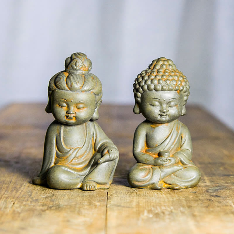 ATELIER-TIBET Pierres faites à la main, Ksitigarbha Kwan Yin Guanyin Avalokitesvara Tathagata, poudre de fer rouille, Statue en résine moulée, décoration de la maison