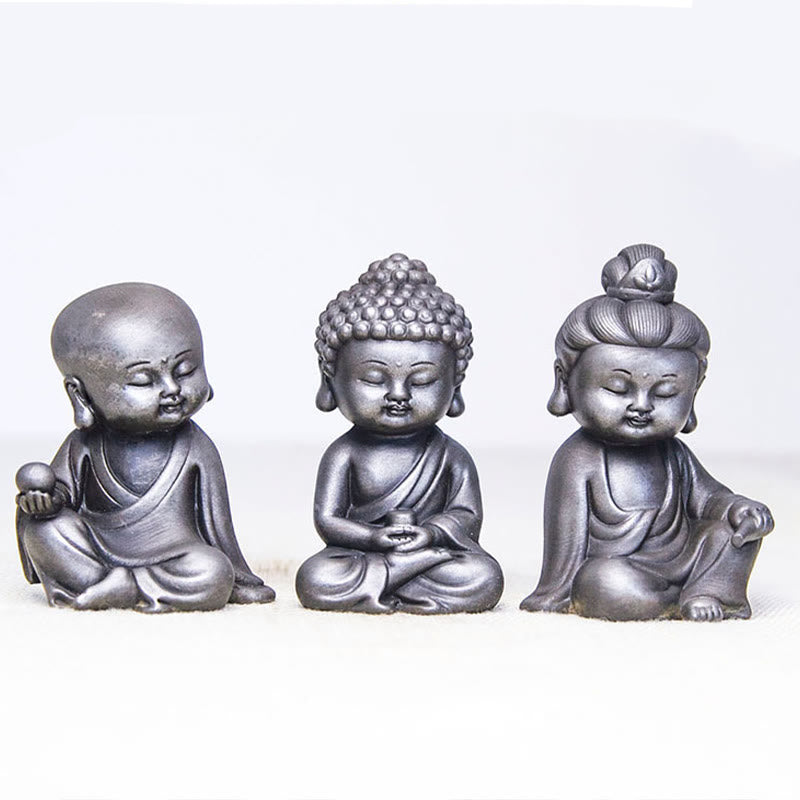 ATELIER-TIBET Pierres faites à la main, Ksitigarbha Kwan Yin Guanyin Avalokitesvara Tathagata, poudre de fer rouille, Statue en résine moulée, décoration de la maison