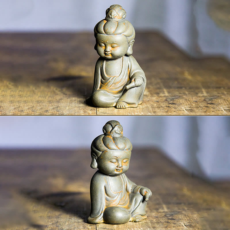 ATELIER-TIBET Pierres faites à la main, Ksitigarbha Kwan Yin Guanyin Avalokitesvara Tathagata, poudre de fer rouille, Statue en résine moulée, décoration de la maison