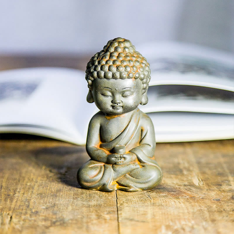 ATELIER-TIBET Pierres faites à la main, Ksitigarbha Kwan Yin Guanyin Avalokitesvara Tathagata, poudre de fer rouille, Statue en résine moulée, décoration de la maison