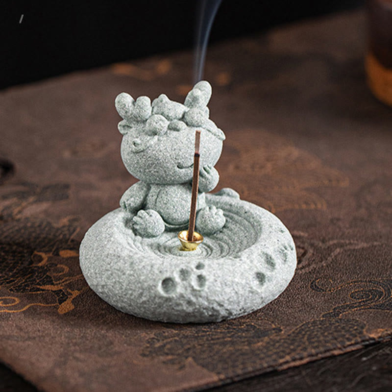 ATELIER-TIBET Brûleur d'encens de guérison du zodiaque chinois en Buddha Stones Décoration de bureau