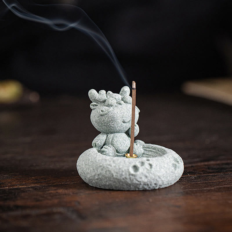 ATELIER-TIBET Brûleur d'encens de guérison du zodiaque chinois en Buddha Stones Décoration de bureau