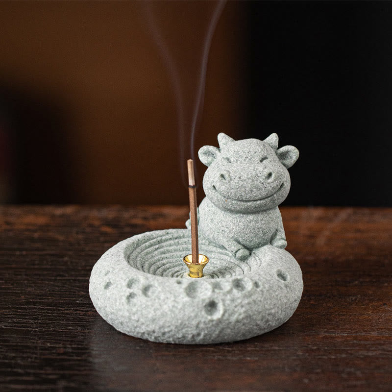 ATELIER-TIBET Brûleur d'encens de guérison du zodiaque chinois en Buddha Stones Décoration de bureau