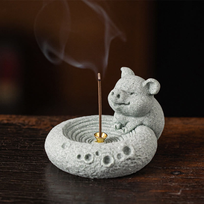 ATELIER-TIBET Brûleur d'encens de guérison du zodiaque chinois en Buddha Stones Décoration de bureau