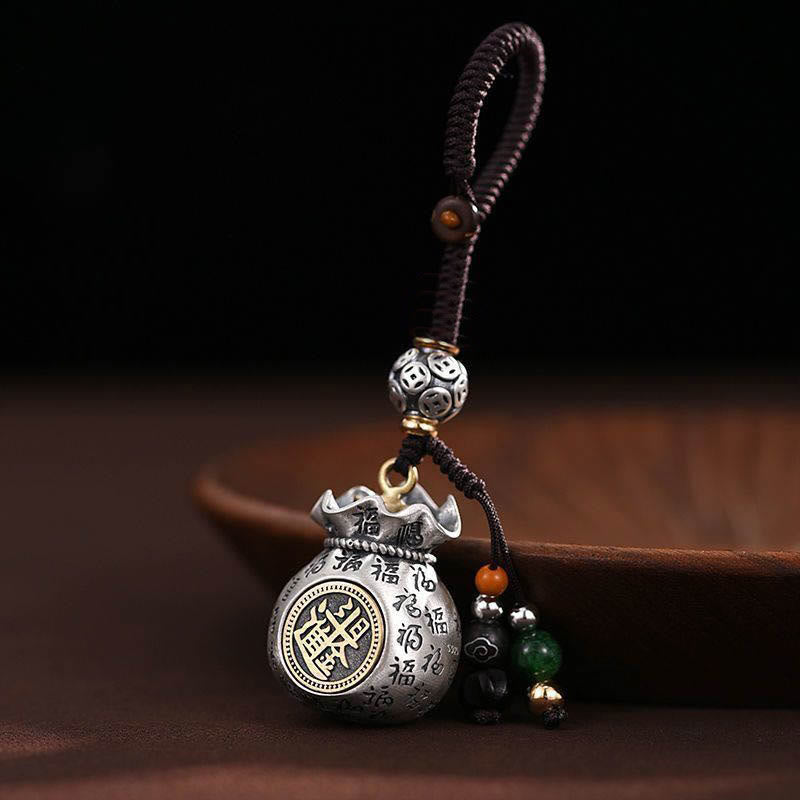 ATELIER-TIBET — Porte-clés Sac de Richesse Fu — Talisman Symbolique de Prospérité & Abondance