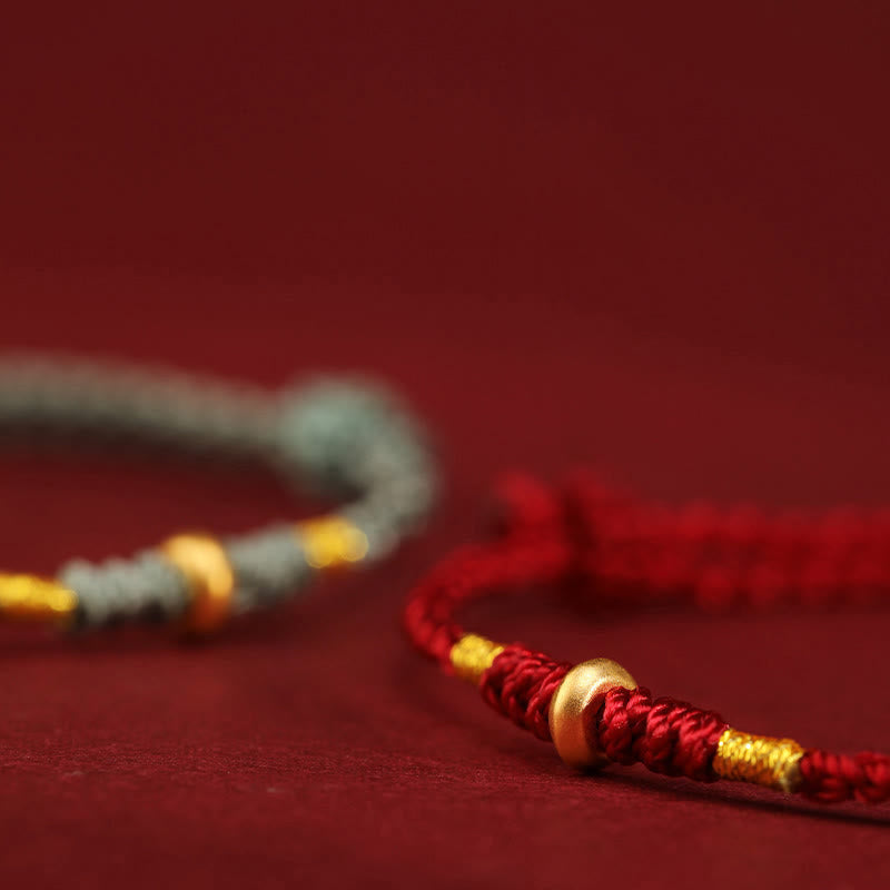 ATELIER-TIBET – Bracelet & Chevillière de Protection en Fil Rouge et Or 999, Ajustable