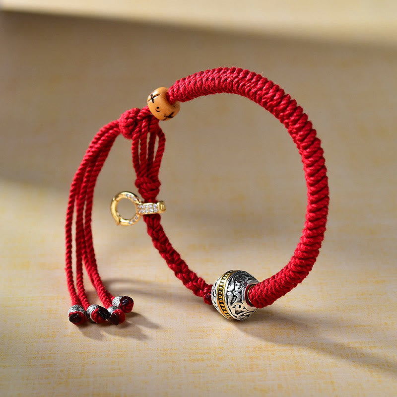 ATELIER-TIBET – Bracelet Tibétain Porte-Bonheur en Fil Rouge Tressé, Ajustable