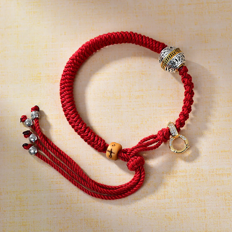 ATELIER-TIBET – Bracelet Tibétain Porte-Bonheur en Fil Rouge Tressé, Ajustable