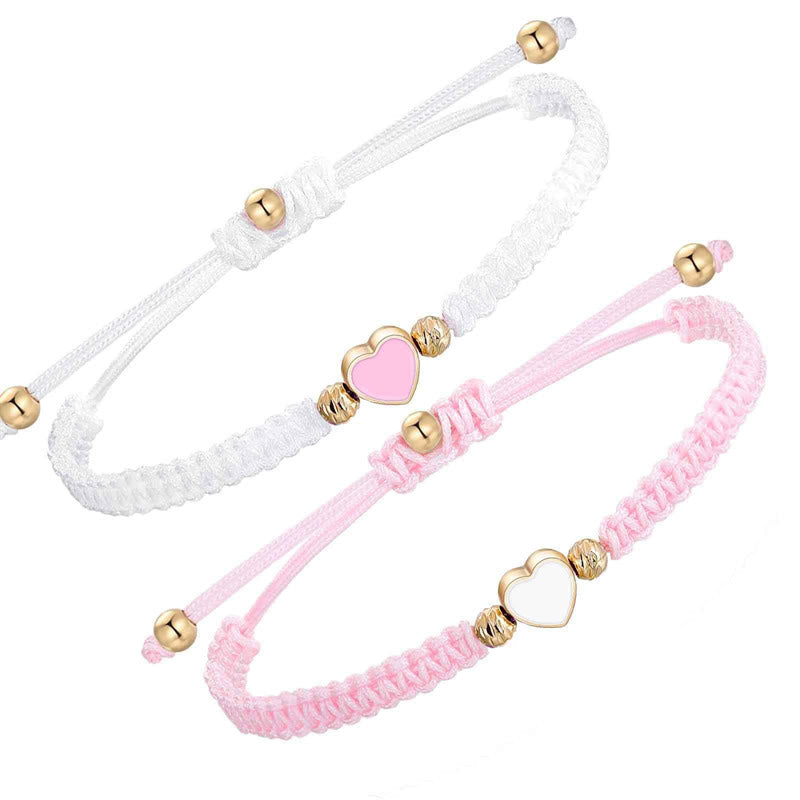 ATELIER-TIBET – Bracelets Couple Cœur en Fil Rouge Tressé, Ajustables