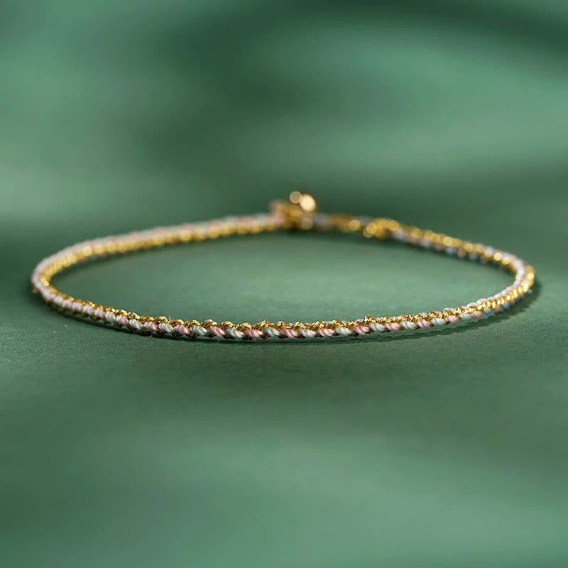 ATELIER-TIBET – Bracelet Corde Lotus Porte-Bonheur Coloré (Option Pièce de Cuivre)