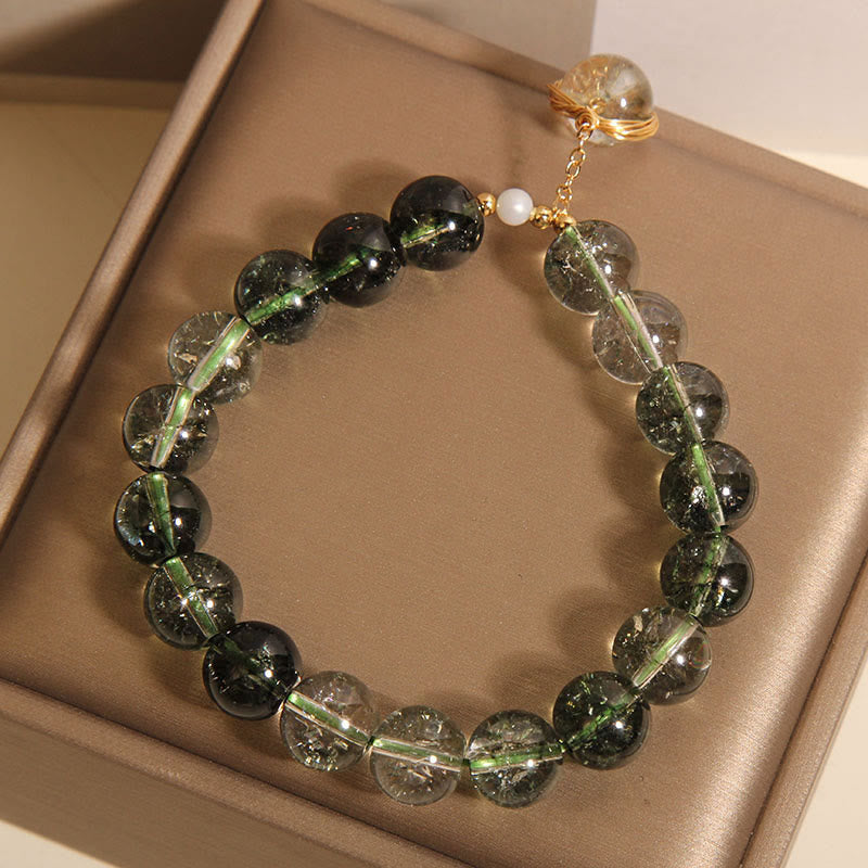 ATELIER-TIBET – Bracelet en Quartz Fantôme Vert Naturel | Croissance & Harmonie Symbolique